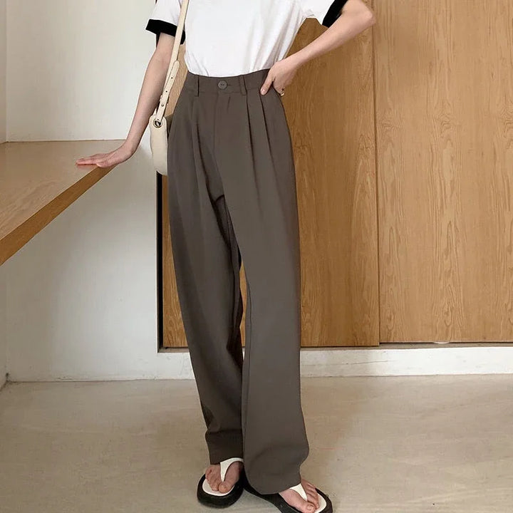 High-waisted, straight-leg tailored trousers