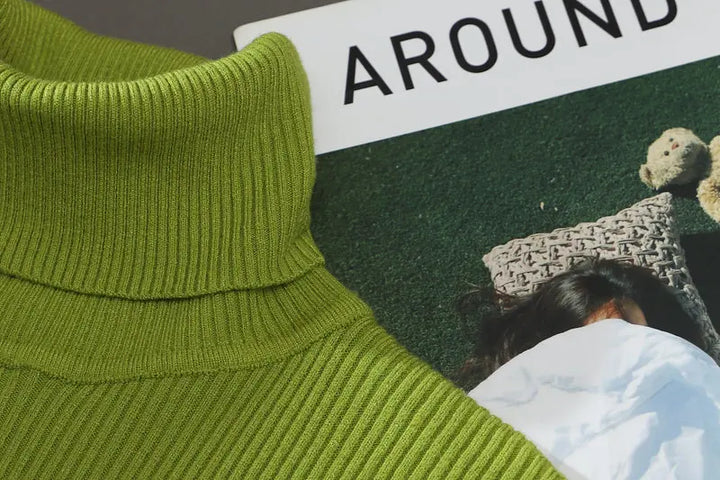 Soft knit turtleneck sweater, autumn and winter