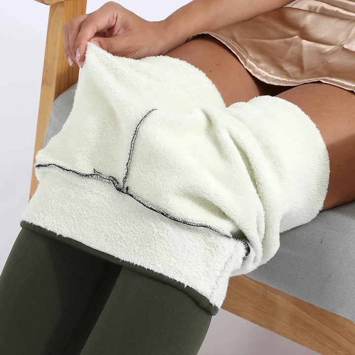 Velvet leggings, with warm fur, high waist, various colors