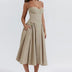 High-waisted summer dress with princess neckline and thin straps