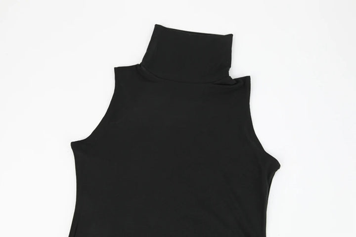 Sleeveless bodysuit with high neck