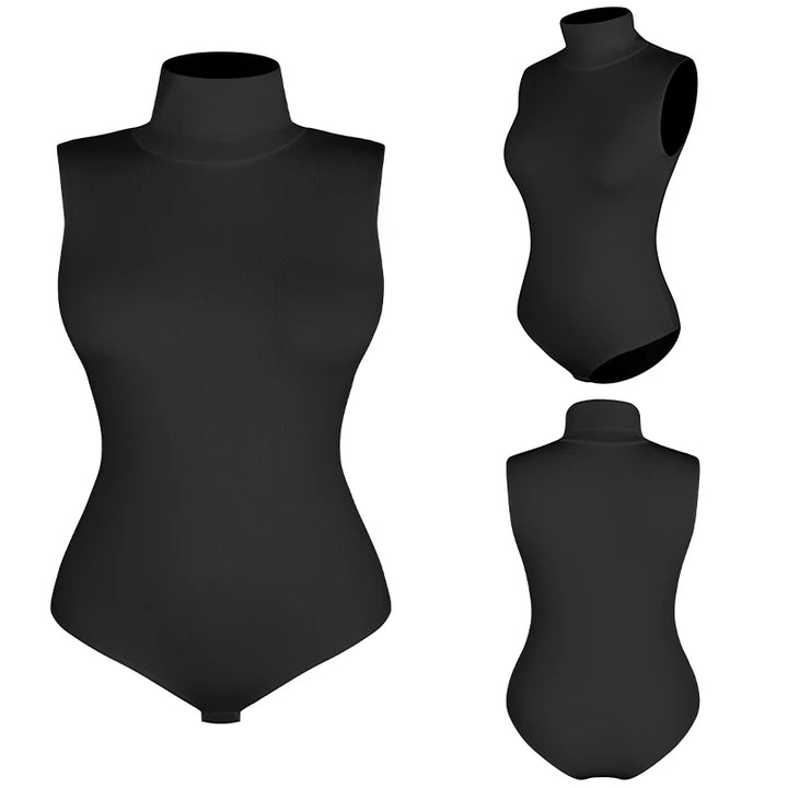 Sleeveless bodysuit with high neck