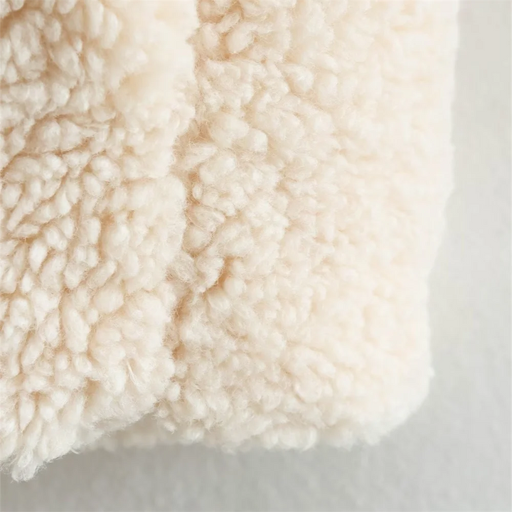 Short Lambswool Coat with High Collar