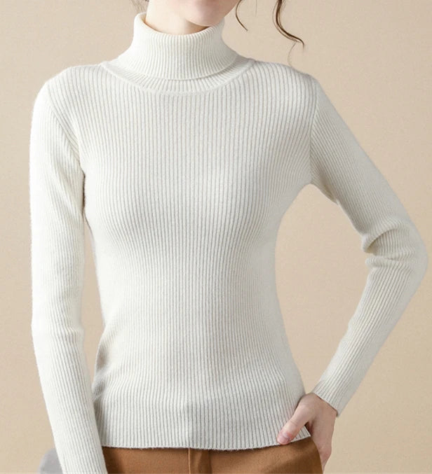 Soft knit turtleneck sweater, autumn and winter