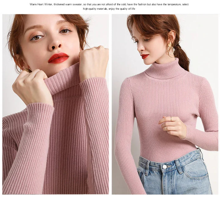 Soft knit turtleneck sweater, autumn and winter
