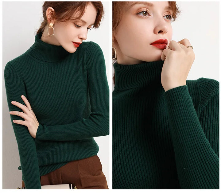 Soft knit turtleneck sweater, autumn and winter