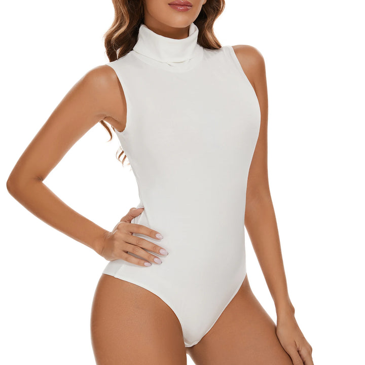 Sleeveless bodysuit with high neck