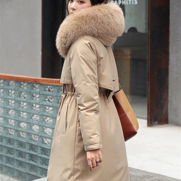 Parka jacket with hood, fur collar, padded