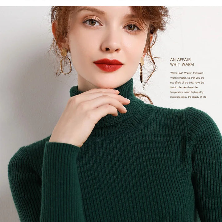 Soft knit turtleneck sweater, autumn and winter
