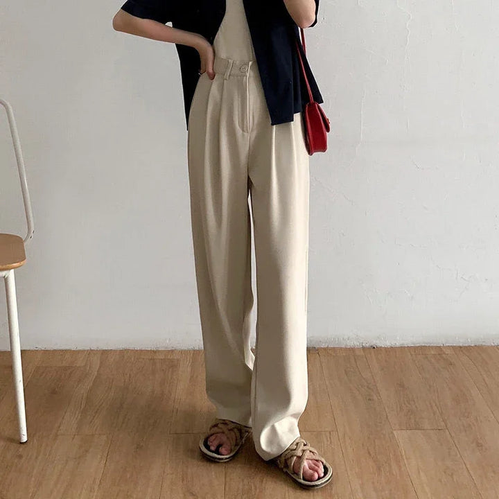 High-waisted, straight-leg tailored trousers