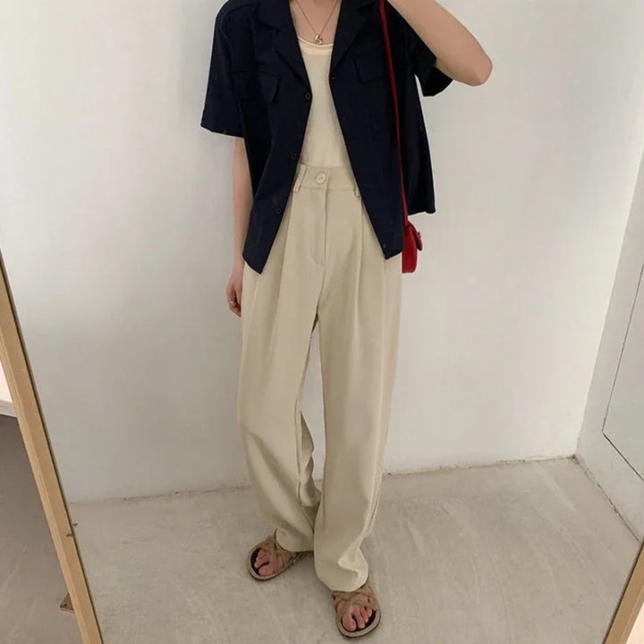 High-waisted, straight-leg tailored trousers