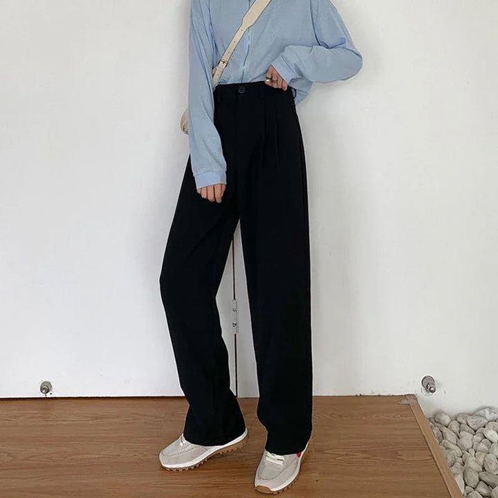 High-waisted, straight-leg tailored trousers
