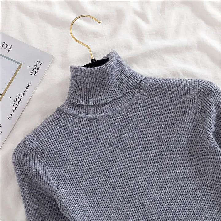 Soft knit turtleneck sweater, autumn and winter