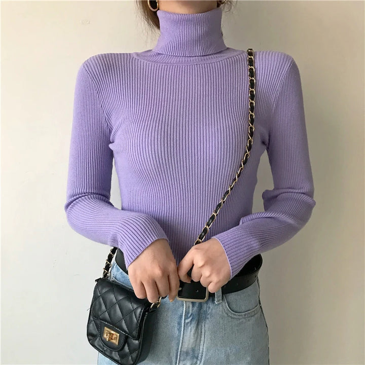 Soft knit turtleneck sweater, autumn and winter