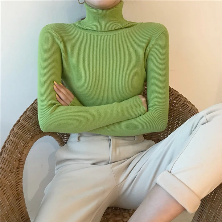 Soft knit turtleneck sweater, autumn and winter