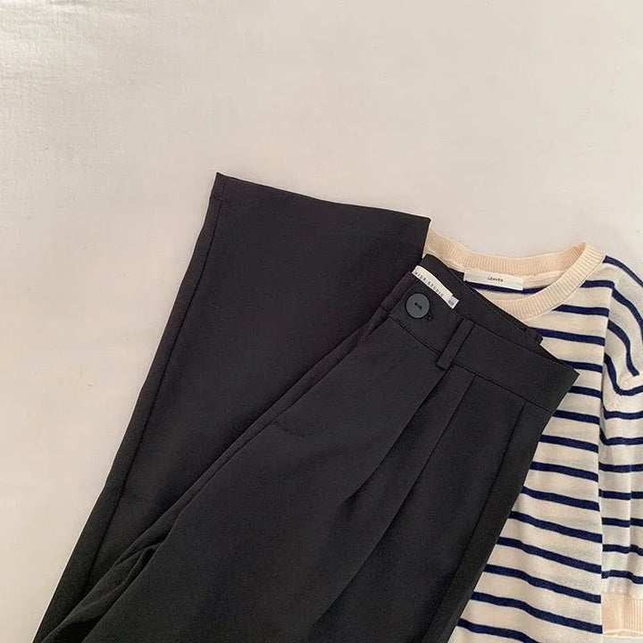 High-waisted, straight-leg tailored trousers