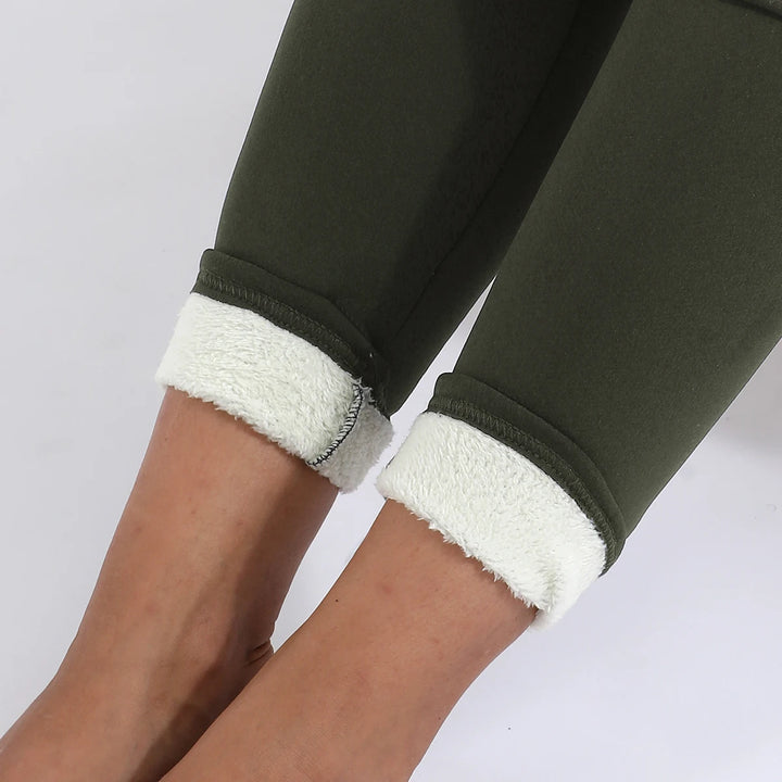 Velvet leggings, with warm fur, high waist, various colors