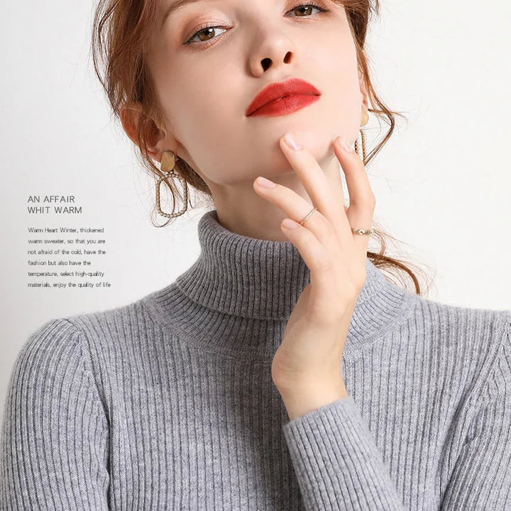 Soft knit turtleneck sweater, autumn and winter