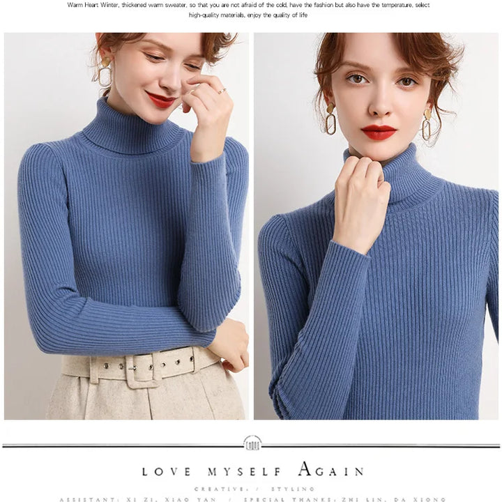 Soft knit turtleneck sweater, autumn and winter
