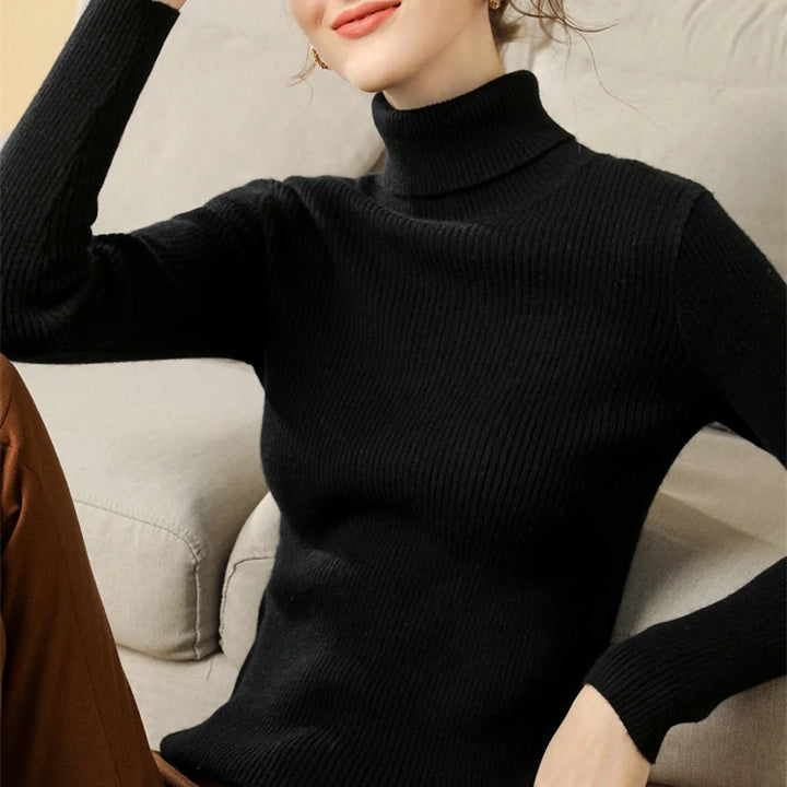 Soft knit turtleneck sweater, autumn and winter