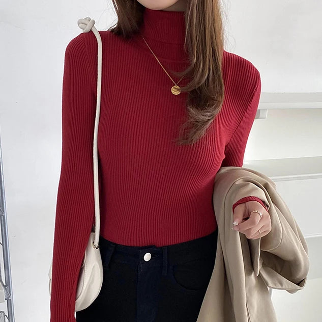 Soft knit turtleneck sweater, autumn and winter