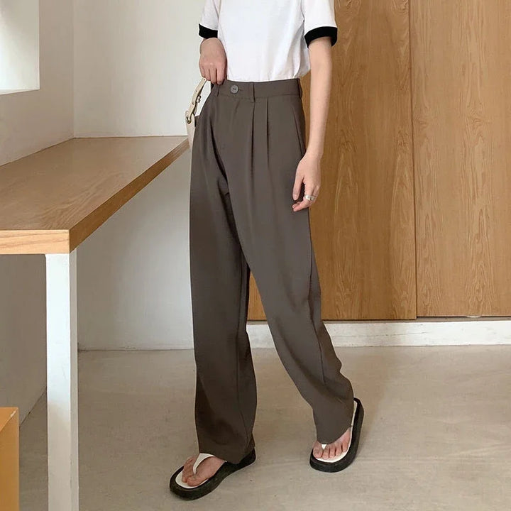 High-waisted, straight-leg tailored trousers