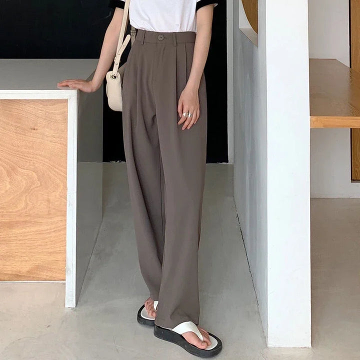 High-waisted, straight-leg tailored trousers