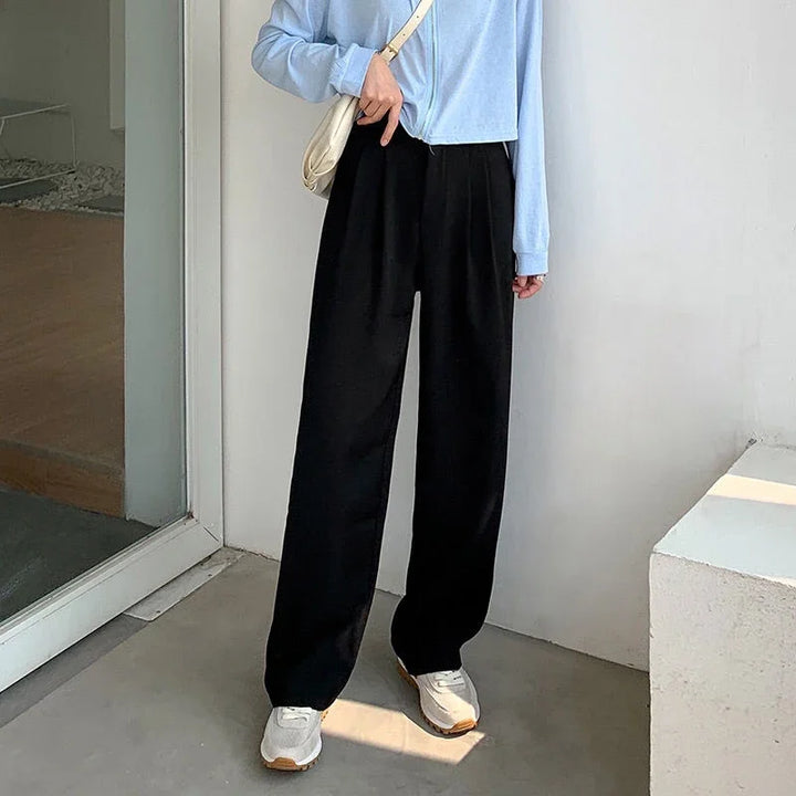 High-waisted, straight-leg tailored trousers