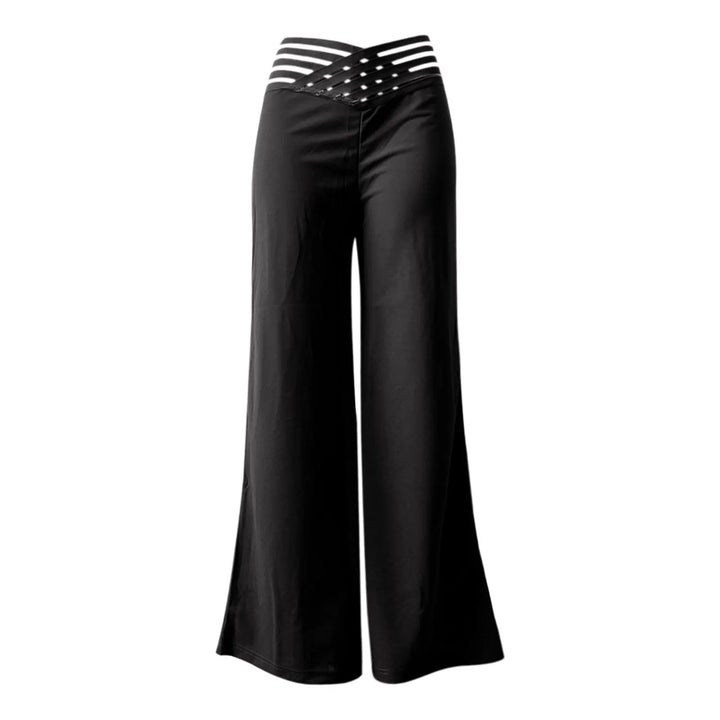 High-waisted bell-bottom pants crafted in casual knit
