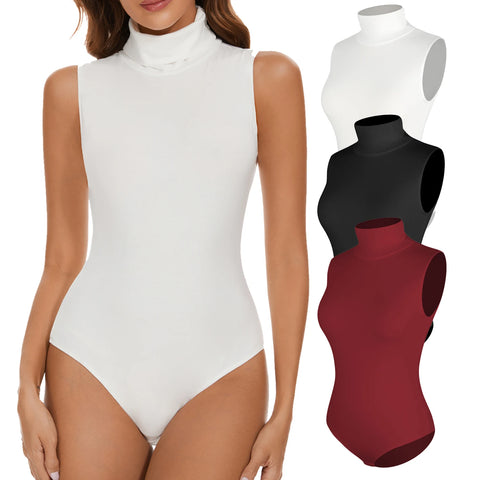 Sleeveless bodysuit with high neck