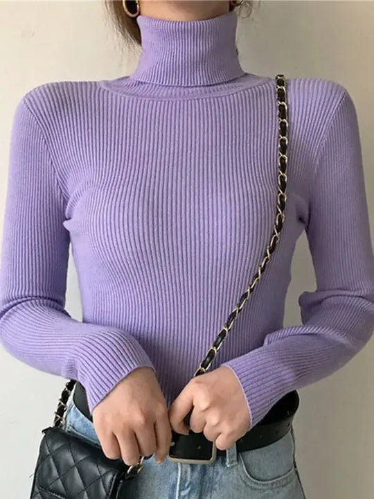 Soft knit turtleneck sweater, autumn and winter