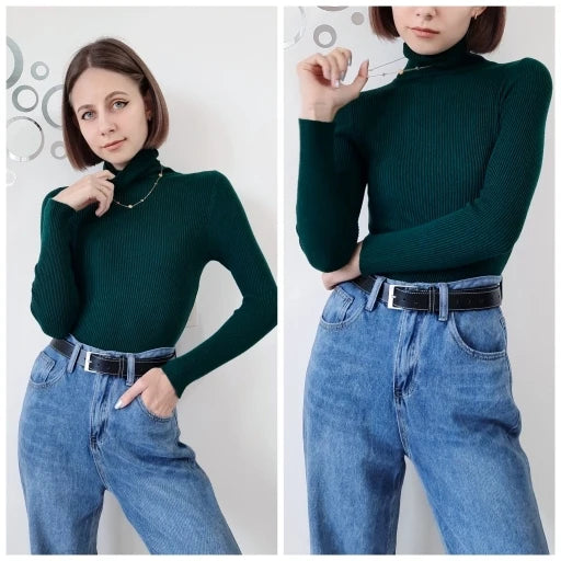 Soft knit turtleneck sweater, autumn and winter