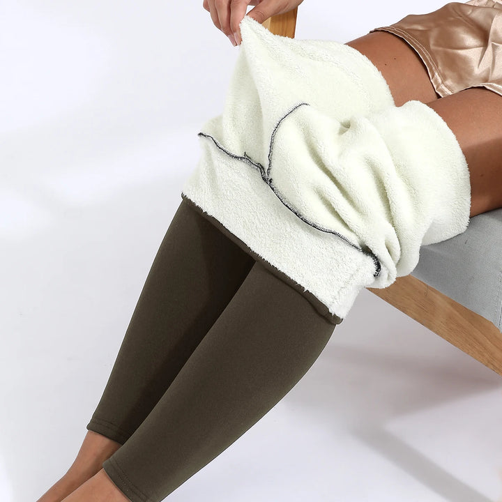 Velvet leggings, with warm fur, high waist, various colors