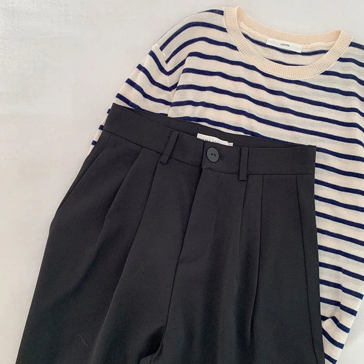 High-waisted, straight-leg tailored trousers