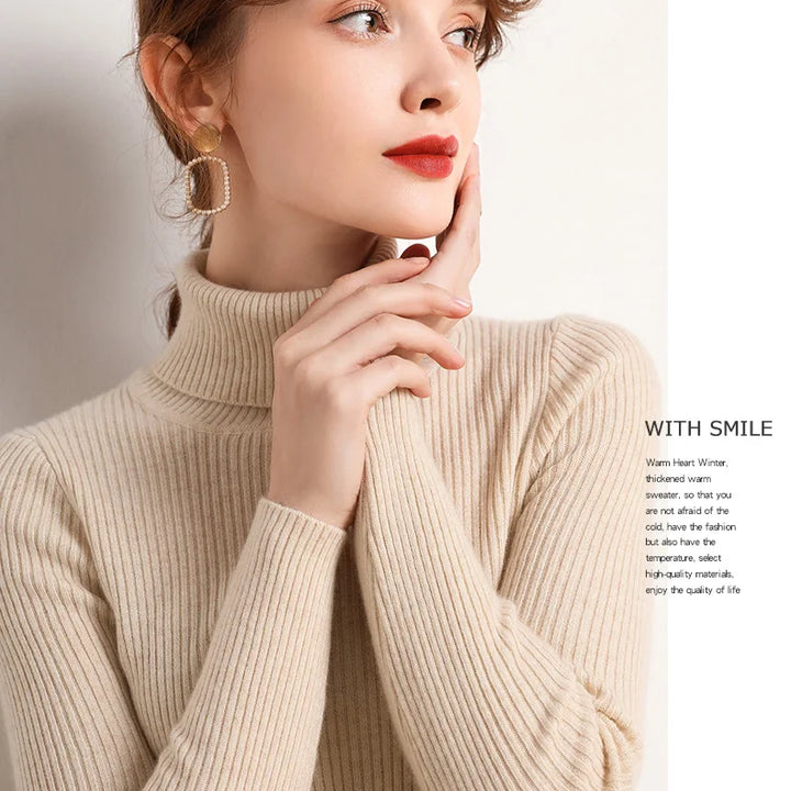 Soft knit turtleneck sweater, autumn and winter