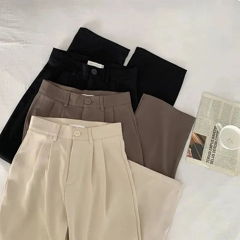 High-waisted, straight-leg tailored trousers