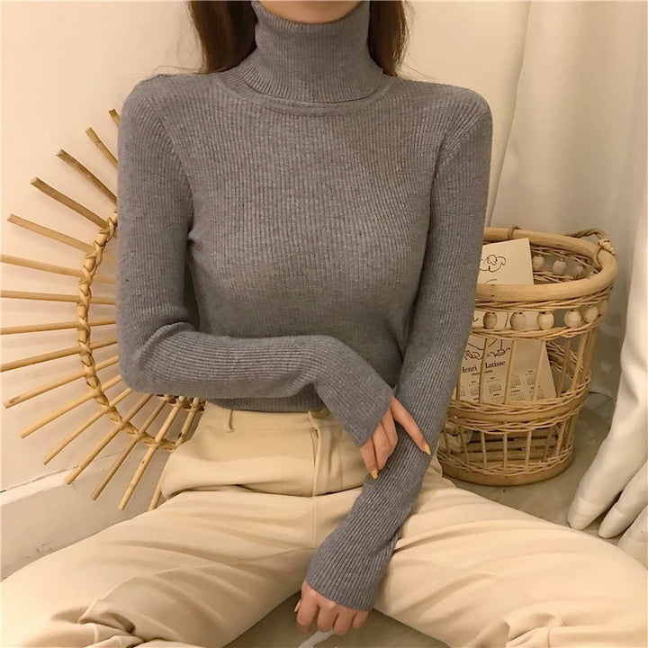 Soft knit turtleneck sweater, autumn and winter
