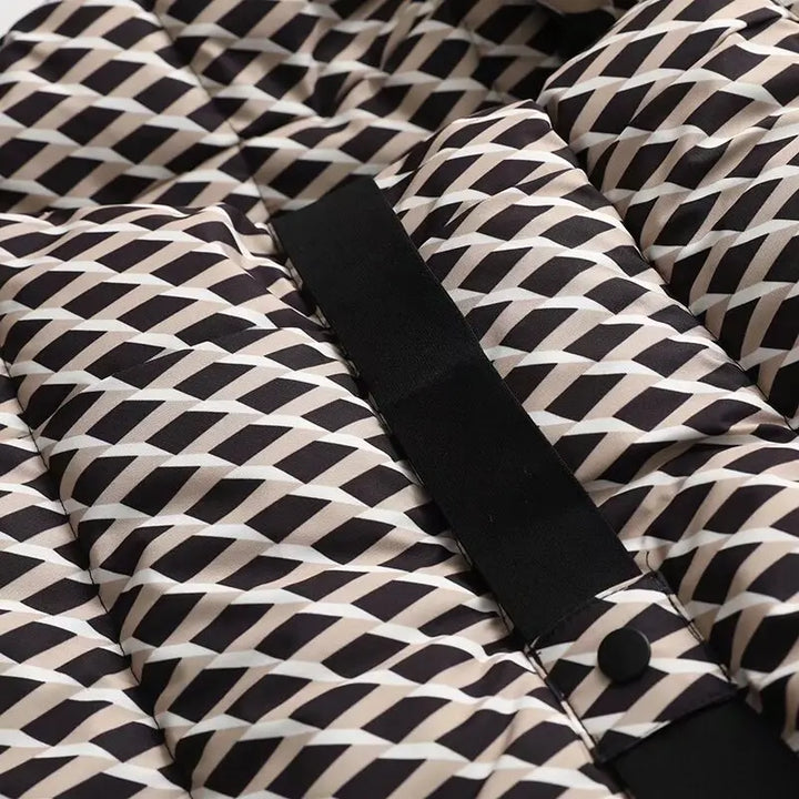 Padded jacket with hood and high waist with windproof belt