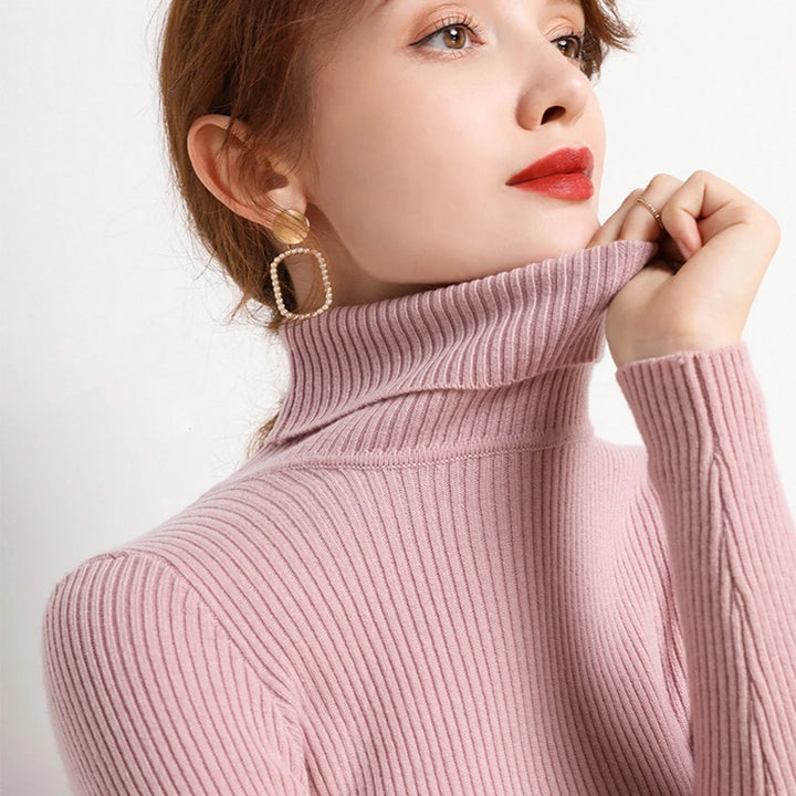 Soft knit turtleneck sweater, autumn and winter
