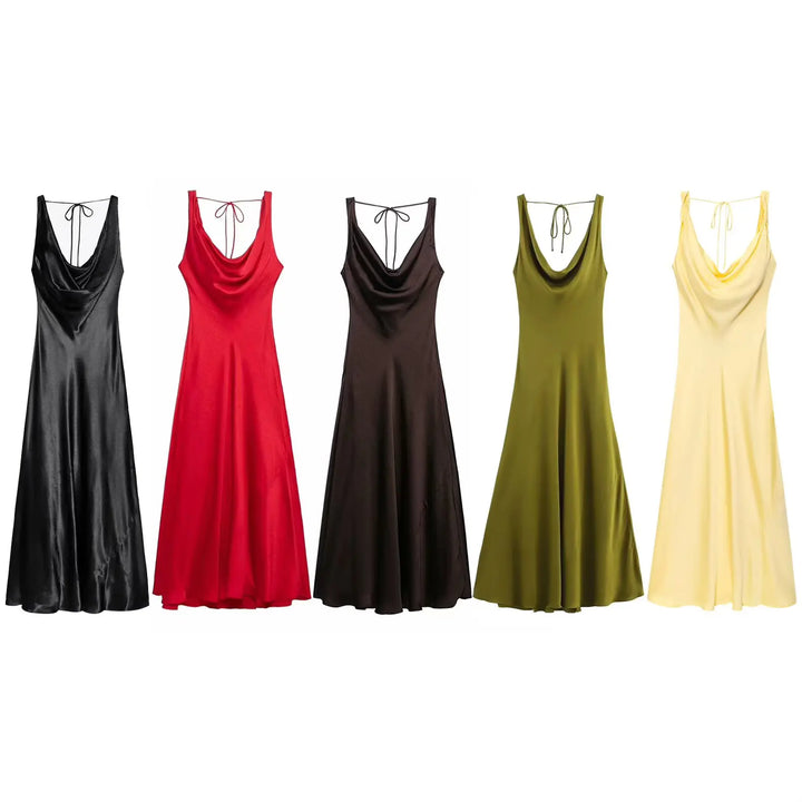 Zara satin dress, backless, V-neck, elegant, sexy