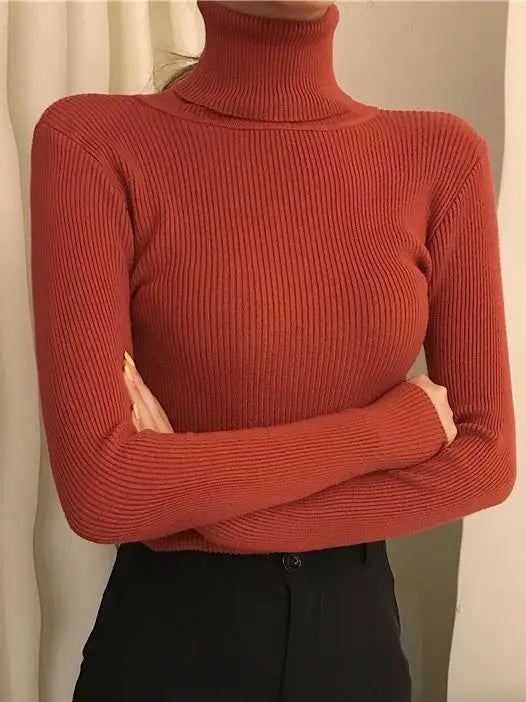 Soft knit turtleneck sweater, autumn and winter