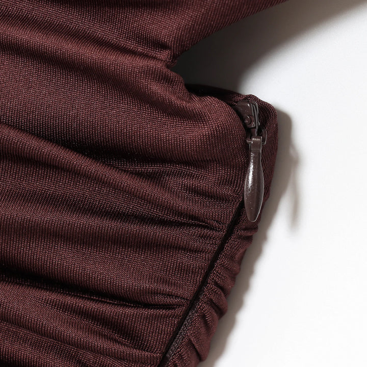 Bodysuit, fitted, V-neck, draped, off-the-shoulder sleeves