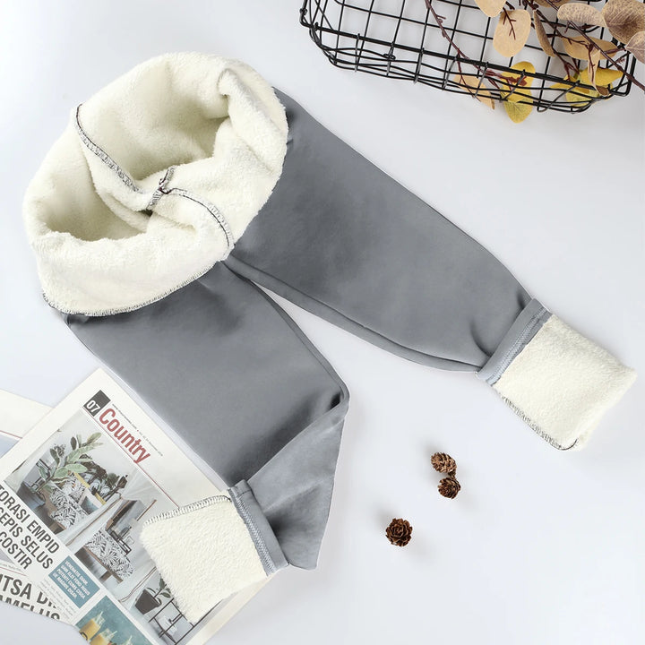 Velvet leggings, with warm fur, high waist, various colors