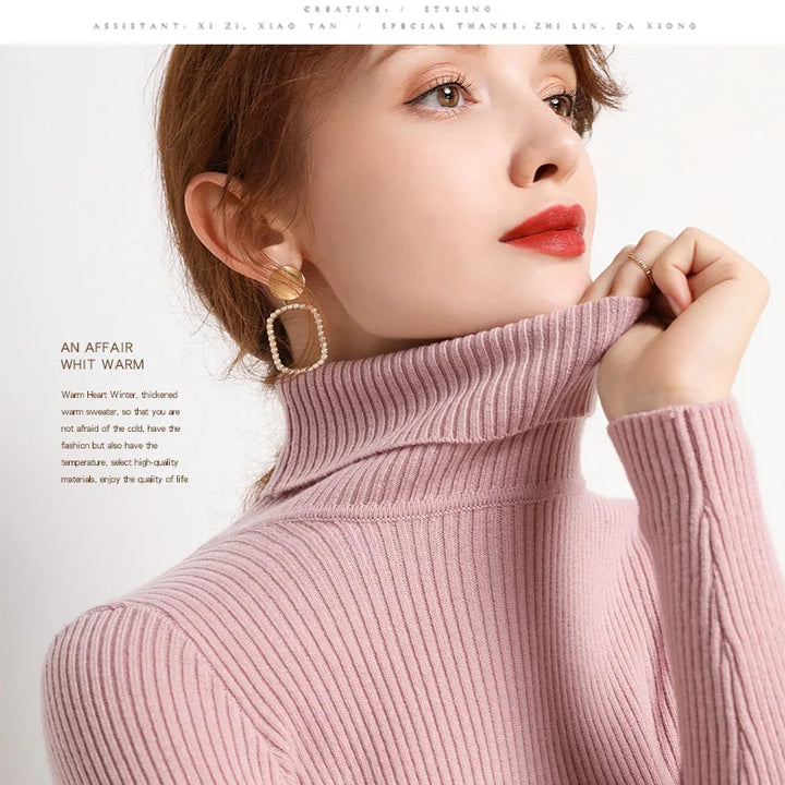Soft knit turtleneck sweater, autumn and winter