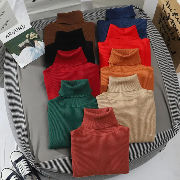 Soft knit turtleneck sweater, autumn and winter