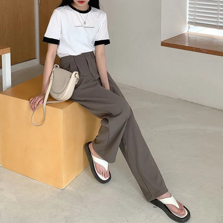 High-waisted, straight-leg tailored trousers