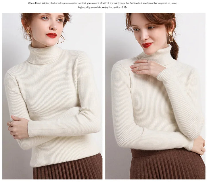 Soft knit turtleneck sweater, autumn and winter
