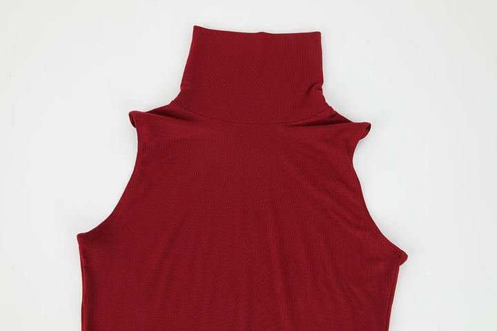 Sleeveless bodysuit with high neck