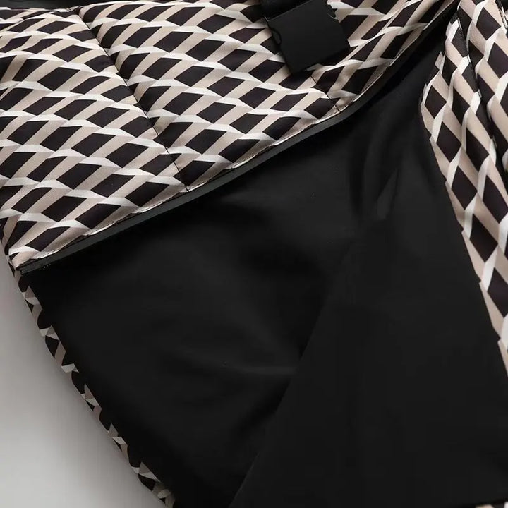 Padded jacket with hood and high waist with windproof belt