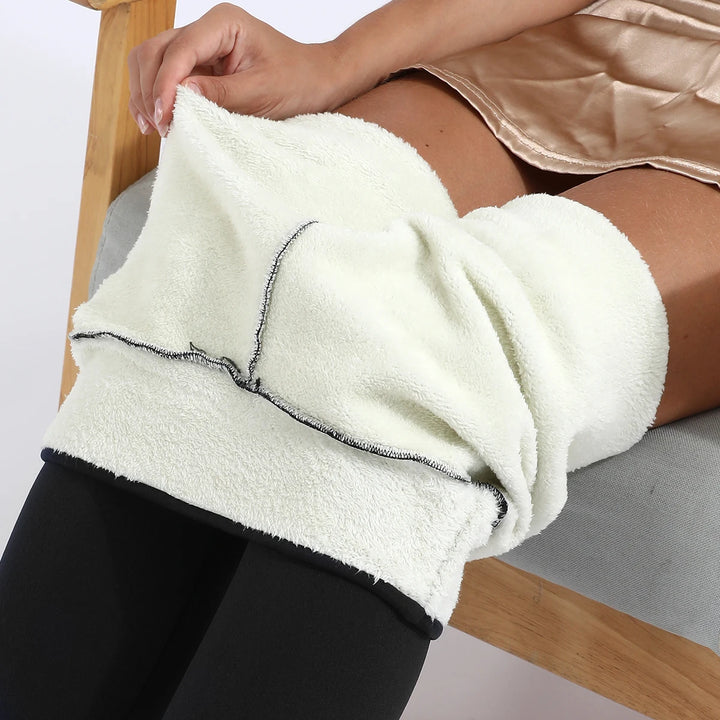 Velvet leggings, with warm fur, high waist, various colors